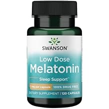Swanson Melatonin - Herbal Supplement - Sleep and Relaxation - 120 Capsules, 1mg Each