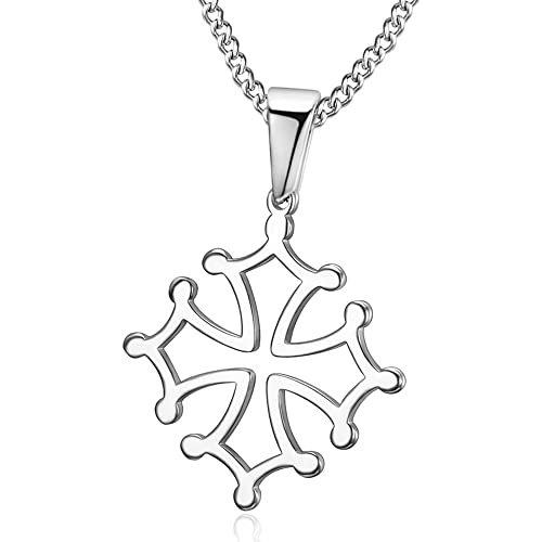 BOBIJOO Jewelry - Pendentif Croix d'Occitanie Languedoc Occitane Toulouse Collier Argenté Acier 316L Chaîne