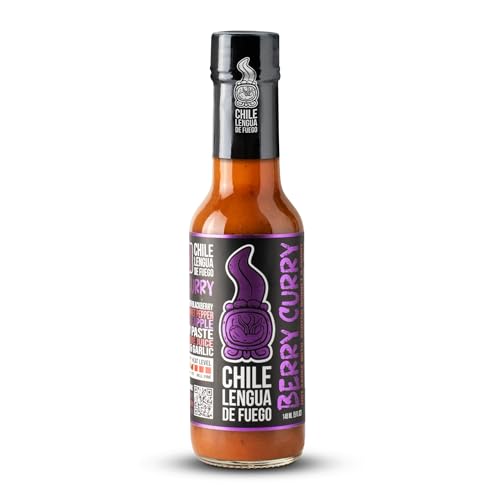 Image of Chile Lengua de Fuego Berry Curry - Mango, Berry & Thai Curry Hot Sauce, Sweet Heat, Medium, 5 oz Bottle (Pack of 1)