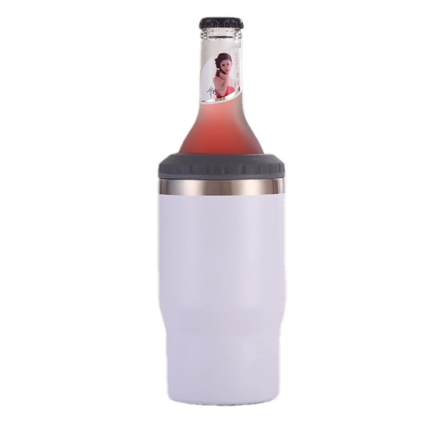 Gteller 4 in 1 Stainless Steel Can/Bottle Insulator, 14oz Two-Way Lids SUS Insulated Can Cooler, Beer Bottle holder (White) — image 1