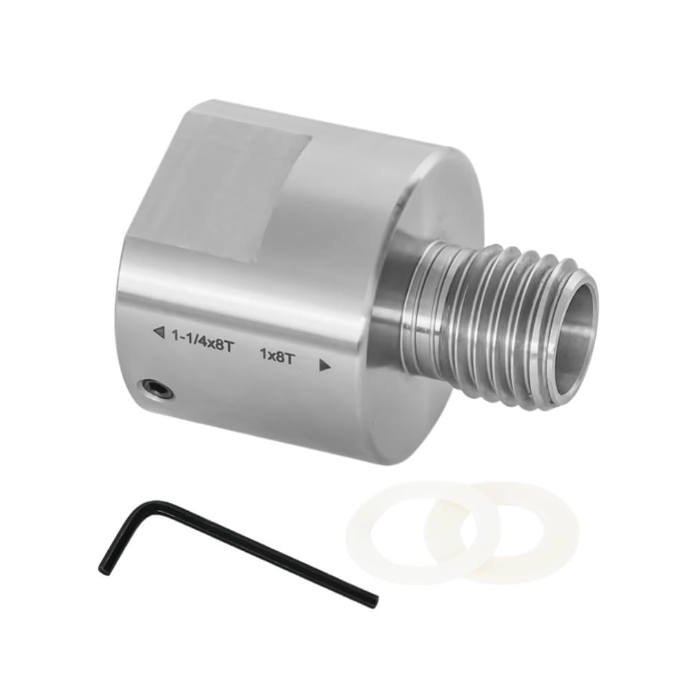 Lathe Headstock Spindle Adapter Convert, Reducing Sleeve Female to Male for Woodworking Lathe 1piece(1-1/4inchx8Tx1inchx8T)
