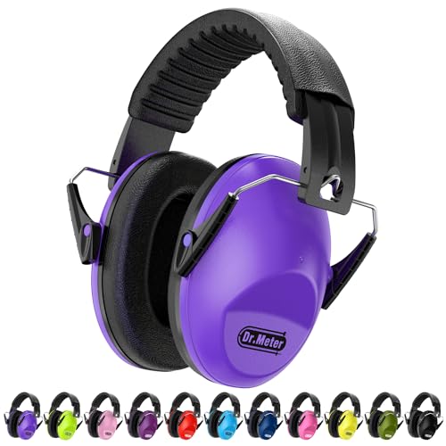 Dr.meter Casque Anti Bruit Enfant, SNR 27dB Enfant Facilement Réglable Pliable Cache-Oreilles pour Dormir étudier Tirer pour l’Autisme Feux d’Artifice Concert Bandeau 1Pc Violet