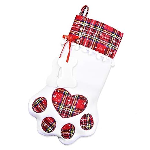 Feeko Dog Christmas Stockings - 1 Pcs Dog's Gift - Pet Stocking with Large Paw for Christmas Decorations, 18 x 11 Inches