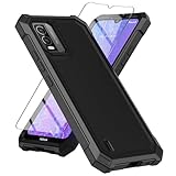 Mocotto for Nokia C210 Case with Tempered Glass Screen Protector,Slim Soft Silicone Full-Body Protective Case, [Military-Grade] Durable Drop Shock-Absorption Phone Cover (Black)