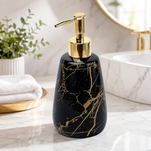 Image of Market99 Black Ceramic Bathroom Set of 4 - Stone Finish | Matte Cylindrical Bath Accessories | Bathware Set | Washroom Accessories | Luxury Gift Accessory for Home, Bathroom Decor