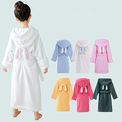 Boys Girls Cotton Terry Robe Adult Bathrobe Long Sleeve Hoodie Rabbit Pajamas(Light Pink,Tag 6A:5-6 Years) #TOP4