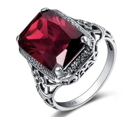 Awmnjtmgpw Fashion Retro Women 925 Silver Cut Ruby Cubic Zircon Blue Topaz Wedding Engagement Ring Size 6-10 (Size 8)4