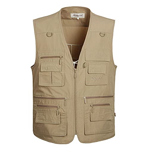 Large Size Olympina Mens Army Casual Vests with Many Pockets Male Sleeveless