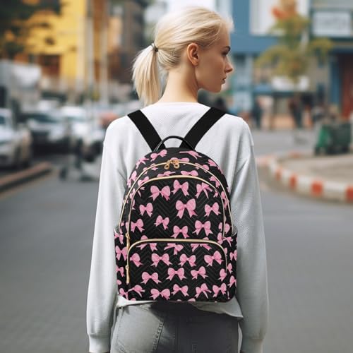 Image of ALAZA Funny Bow Black Women Backpack Purse Ladies Fashion Shoulder Bag Daypack Travel Bag 7.5L