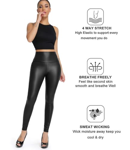 KIWI RATA Shiny Faux Leather Leggings
