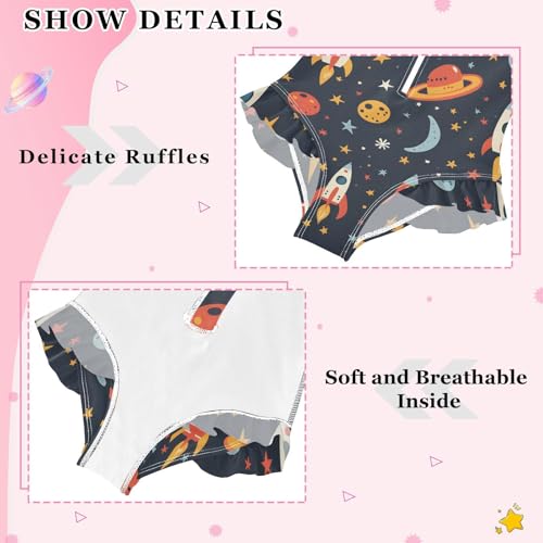 Girls One Piece Swimsuits Long Sleeve Swimsuit Zipper Bathing Suits Rocket Planet Star Childish Cartoon4