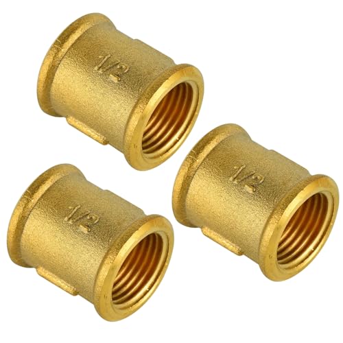 Manicotto in Ottone, 3 Pezzi Raccordi a Vite Femmina, 1/2 muff Di Collegamento Tubo in Ottone Filettato Femmina