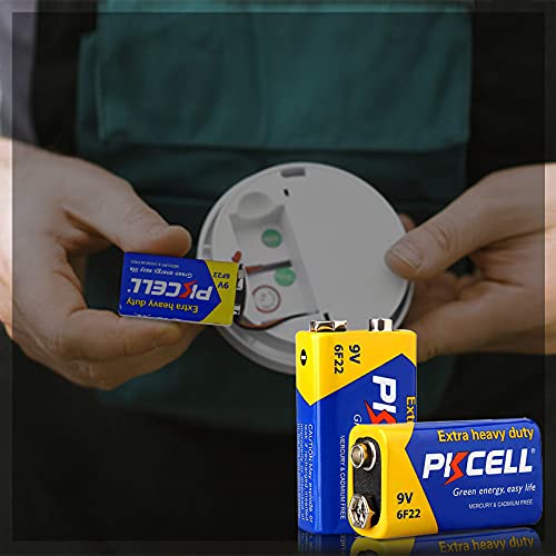 piles 9v 6f22 carré rectangulaire longue durée pour détecteurs de fumée/incendie,arroseurs de jardin,multimètre,lot de 8,pkcell