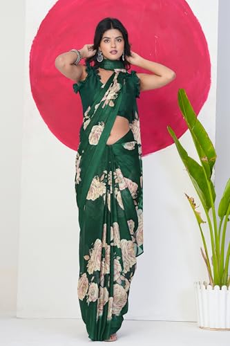 Image of MIRCHI FASHION Women Saree Floral Printed Chiffon | Breathable Lightweight Summer Sari for Office and Daily Use with Unstitched Blouse (Available in 20 Styles)