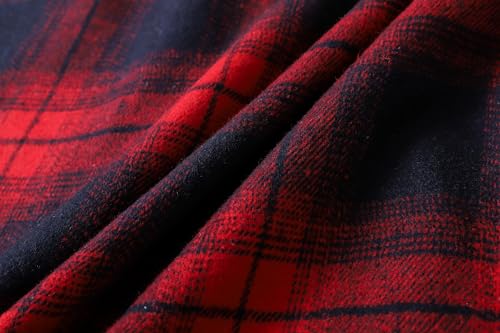 Image of Cromoncent Mens Boys Thick Flannel Shirt Long Sleeve Shirt Jacket Casual Button Down Multi Pockets Shacket