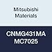 Mitsubishi Materials CNMG431MA MC7025 Coated Carbide CN Type Negative Turning Insert with Hole, Rhombic 80?, Grade MC7025, 0.5" IC, 0.187" Thick, 0.016" Corner Radius, MA Breaker (Pack of 10)