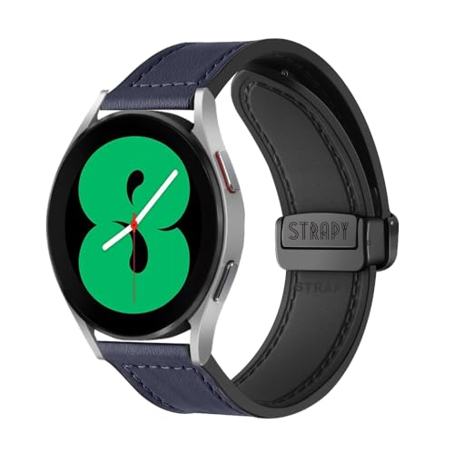 Image of 22mm Soft Genuine Leather Hybrid Watch strap Compatible with Amazfit GTR 2, GTR 47mm Smartwatch, Replacement band Magnet Buckle With Folding Straps for men women