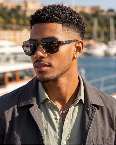 Image of DUCO Aviator Sunglasses for Men Women Carbon Fiber Polarized Sunglasses Men UV Protection for Driving Golf Fishing 3051