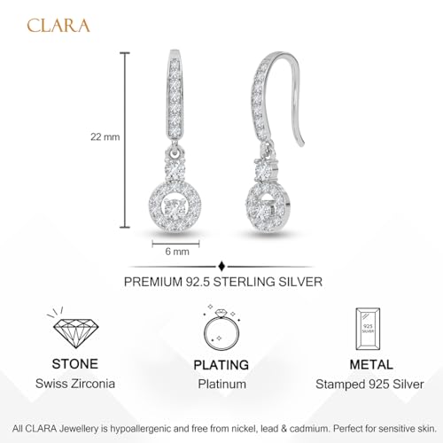 Image of CLARA 925 Sterling Silver Drop Earrings | Platinum Plated | Daily Wear |Gift for Women and Girls