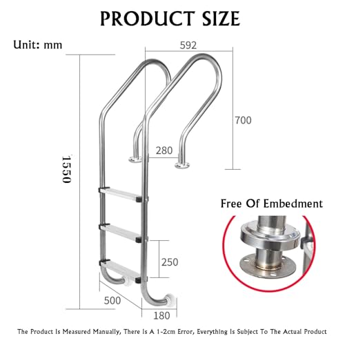 Escalera para Piscina de 3 Peldaños en Acero Inoxidable miniatura 2