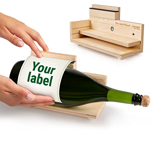 Labeling Wizard | Etiqueta Botellas y Botes | Sencillo y preciso | Etiquetadora de Botellas con Accesorio para envases Grandes | Producto de Alto Valor de Madera de Abedul | Fabricado en EE.UU.