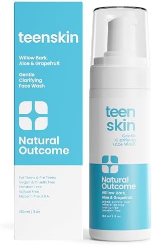 natural outcome Teen Skin Face Wash | Gentle Foaming Daily Boys & Girls Facial Cleanser Lotion | Natural Non-toxic Ingredients | For Teens, Preteens & Kids Looking to Prevent Acne | 5 oz