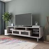 Mid Century Modern TV Stand, TV Console Table with 2 Drawers and Open Shelves Media Entertainment...