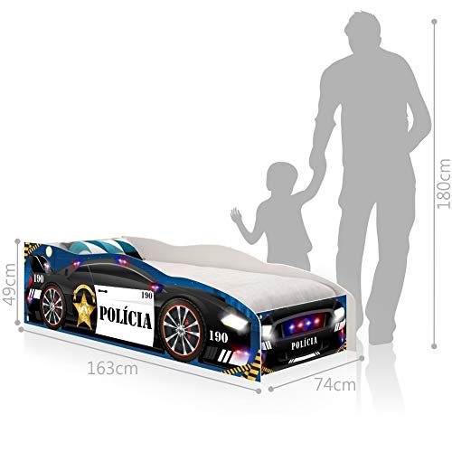 Cama Infantil Premium Kids Carro Polícia Veloz com Colchão