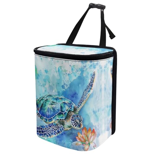 Image of DISNIMO Sea Turtle Car Trash Can Bin Cute Car Garbage Can Leakproof Car Accessories Trash Bin Car Dustbin Organizer Container for Car Office Home