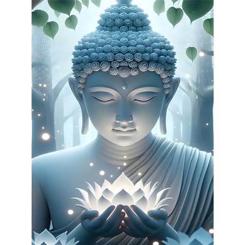feelive 5D Buda Diamond Painting Kit, DIY Buda pintura de diamante bordado pintura de diamantes de imitação ponto cruz por números para adultos, crianças decoração de parede casa 30 x 40 cm