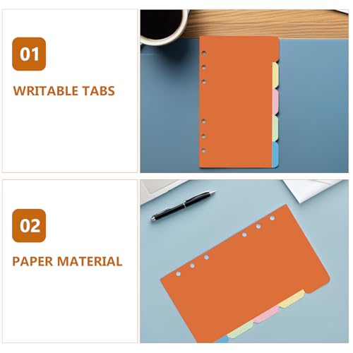Separadores de índice B5 para carpetas escolares con 40 hojas de papel y pestañas de colores 3