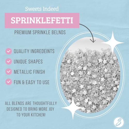 Image of Sweets Indeed Sprinkles, Edible Sprinkle Sugar Mix, Perfect for Cake Decorations, Baking, Ice Cream, Cookies, Cupcake Topper (Starlight)