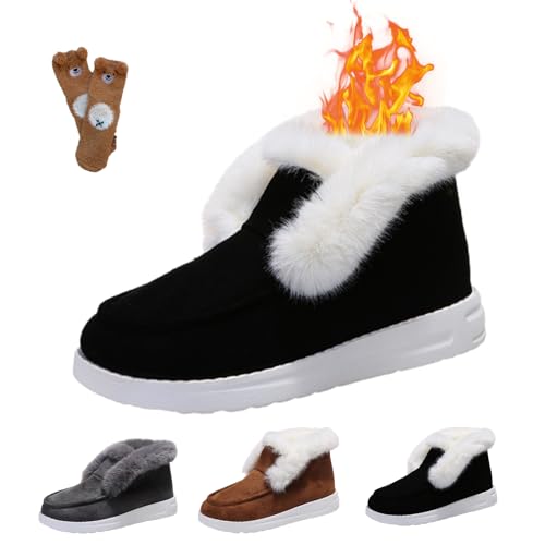 Pubyfun Senior Comfy Winter Ankle Boots Women, Ladies Warm and Comfortable Casual Snow Boots, Women Winter Snow Boots, Fur Lined Warm Slip on Boots
