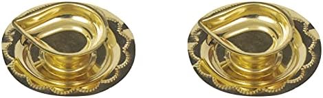 Spillbox Traditional Brass Diya for Puja | Pooja Aarti | Arti Deepak Deepam Oil Lamp for Home Temple Decor Gifts Puja Articles Decor Gifts (2) - DD Diya