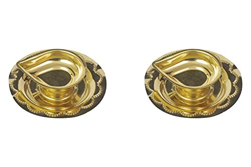Spillbox Traditional Brass Diya for Puja | Pooja Aarti | Arti Deepak Deepam Oil Lamp for Home Temple Decor Gifts Puja Articles Decor Gifts (2) - DD Diya