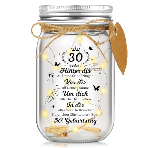 LED Flaschenlicht mit Spruch, Geschenk zum 30 Geburtstag,...