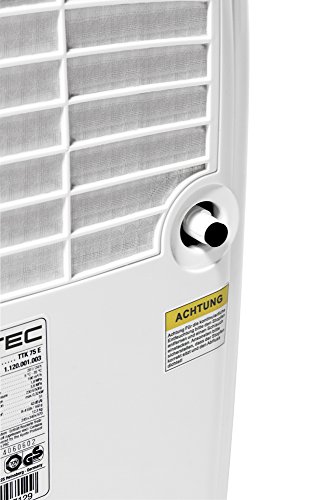 TROTEC Deshumidificador eléctrico TTK 75 E, 20L/24h, Depósito 3L, Portátil, Para Habitaciones de hasta 45m²/110m³, Filtro de Aire, Silencioso, 320 W, Auto-Apagado, Higrostato Automático, Blanco