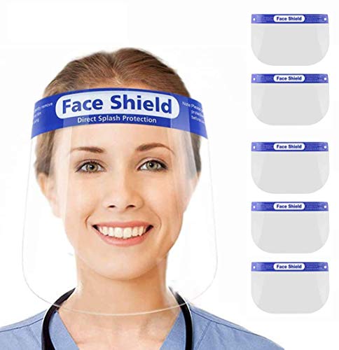 Preisvergleich Produktbild Gesichtsschutz, verstellbar, transparent, für Kopf, Augenschutz, Spritzschutz, Anti-Speicher, 5 Stück