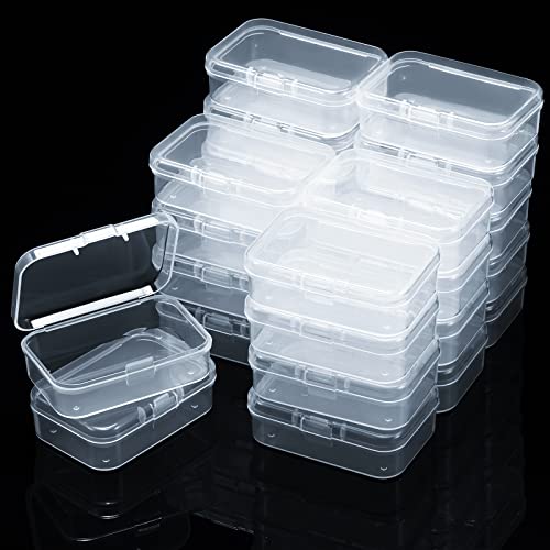 Image of SATINIOR 24 Packs Small Clear Plastic Beads Storage Containers Box with Hinged Lid for Storage of Small Items, Crafts, Jewelry, Hardware(2.5 x 1.7 x 0.8 Inches)