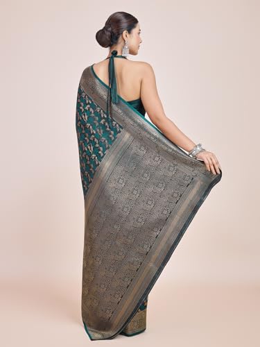 Image of Monjolika Fashion Women's Banarasi Pure Kanjivaram Style Satin Silk Saree With Blouse Piece for Wedding