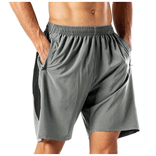 Dreamyth Men s Athletic Shorts Quick Dry Workout Running Shorts with Zipper Pockets Elastic Waist Track Shorts
