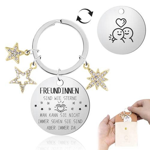 Fengguock Schl&uuml;sselanh&auml;nger Beste Freundin &ndash; Gravur&ldquo;freunde sind wie sterne&ldquo; &ndash; Gl&uuml;cksbringer &ndash; Freundschaftsgeschenke Freundin, Bestie Geschenke, Geschenk f&uuml;r Schulanf&auml;ng, Abschied & Geburtstag