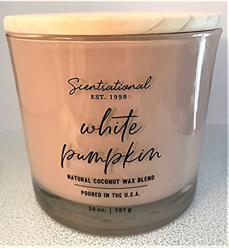Scented Coconut Wax Blend Candle White Pumpkin Xl Blush Pink Jar With Wooden Lid, 26 Oz. #TOP14