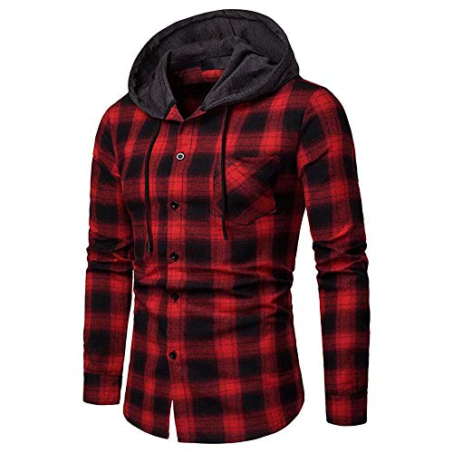 Sudadera con capucha para hombre con capucha, sudadera con capucha, con capucha, con cordón, para hombre, Rojo, Large Cover