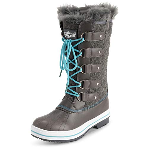 Image of POLAR Womens Snow Boot Nylon Tall Winter Fur Lined Snow Warm Waterproof Rain Boot