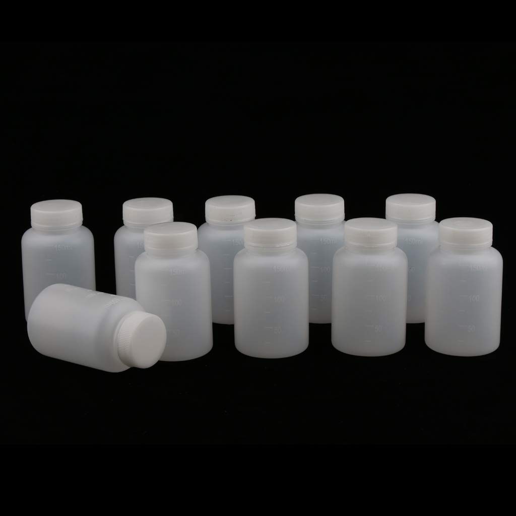 10 bottiglie di plastica vuote graduate per laboratorio chimico, 150 ml