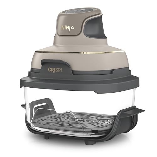 Ninja CRISPi Portable Air Fryer 3.8L 4-in-1: Air Fryer Oven Roast Keep Heat Crisp Compact for Convenient Storage Two Removable Glass Containers and Lids 1700 W Stone Gold FN101EUSTGD