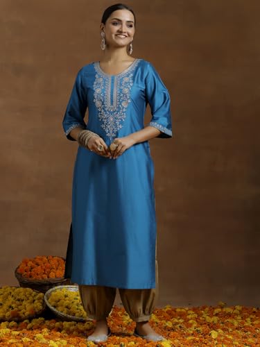 Image of Gerua By Libas Embroidered Silk Straight Kurta | Ethnic wear | Bridal Suit | Wedding Dress | Occasion wear