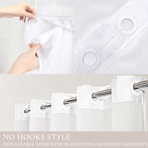 Tititex No Hooks Snap in Liner Rosybrown Eucalyptus Leaves Shower Curtain Sets, Hotel Luxury Double Layers Waterproof Fabric & See-Through Top Window Bathroom Decorative 72x72 Inch