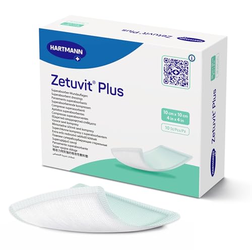 Zetuvit Plus Cellulose Super Absorbent Dressing White/Green 4 x 4 Sterile 413110 10 Ct